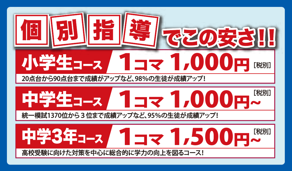 1コマ1,100円の破格料金