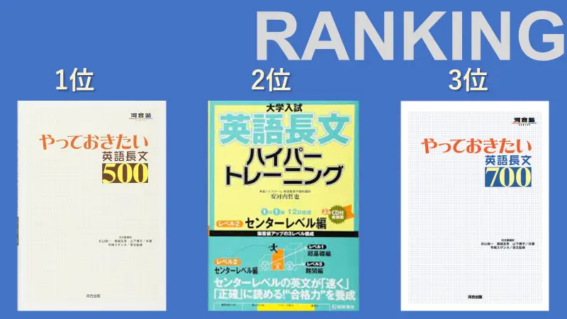 英語長文におすすめの参考書ランキングTOP3の図解