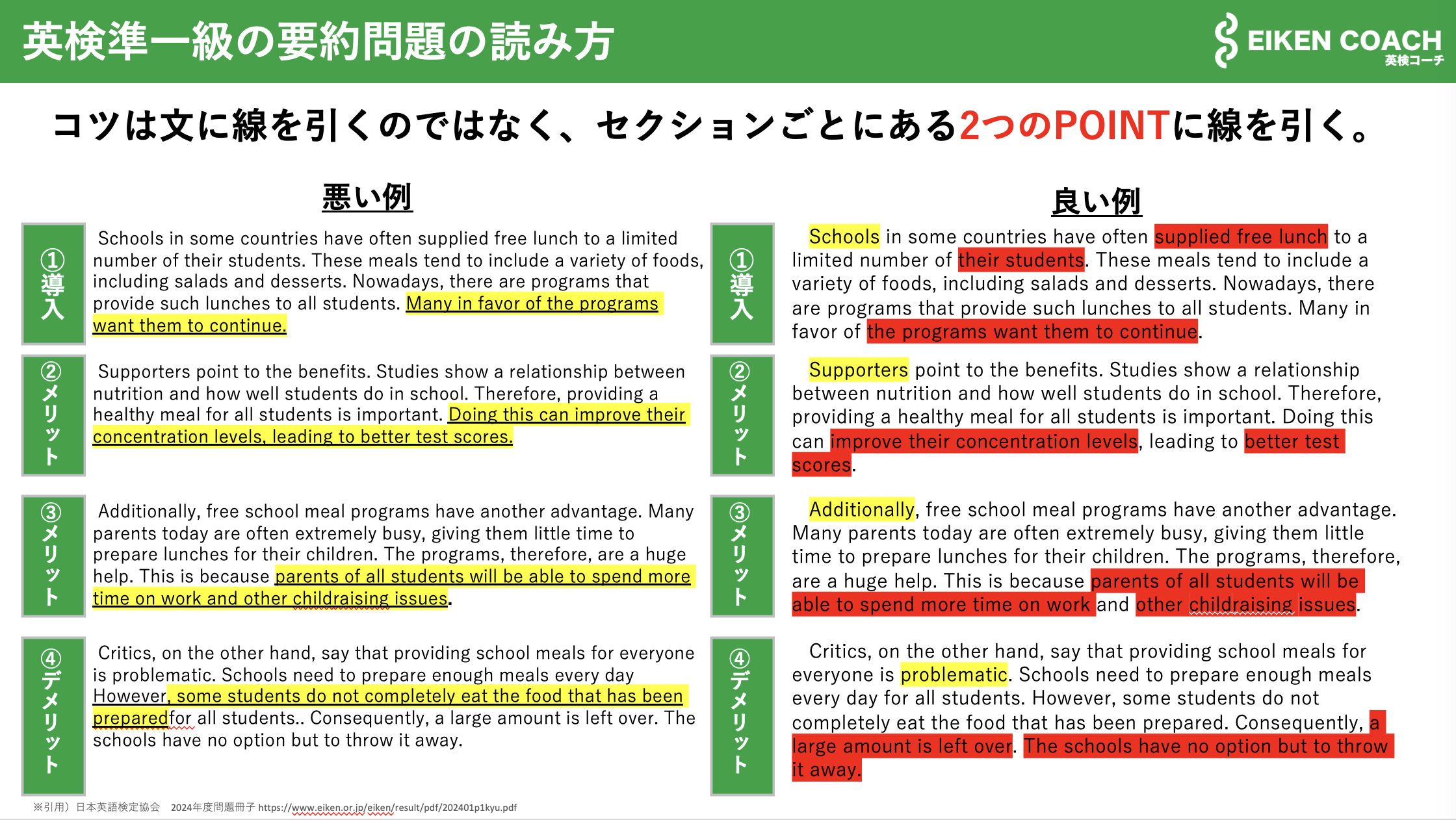 英検準一級の要約問題の線の引き方